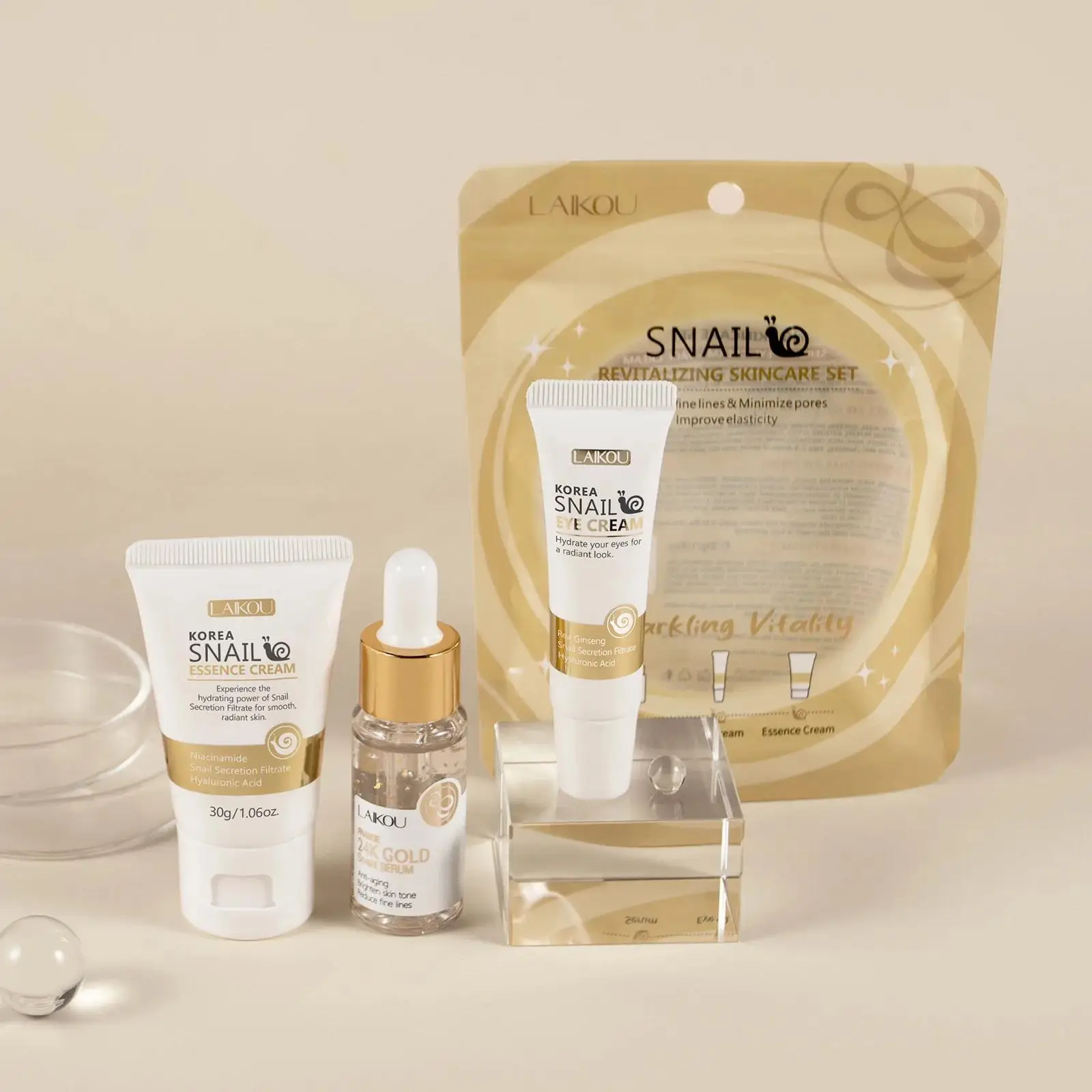 Luxury Skincare Set For Women - 24K Gold Slak Reparatie Serum Oogcrème
